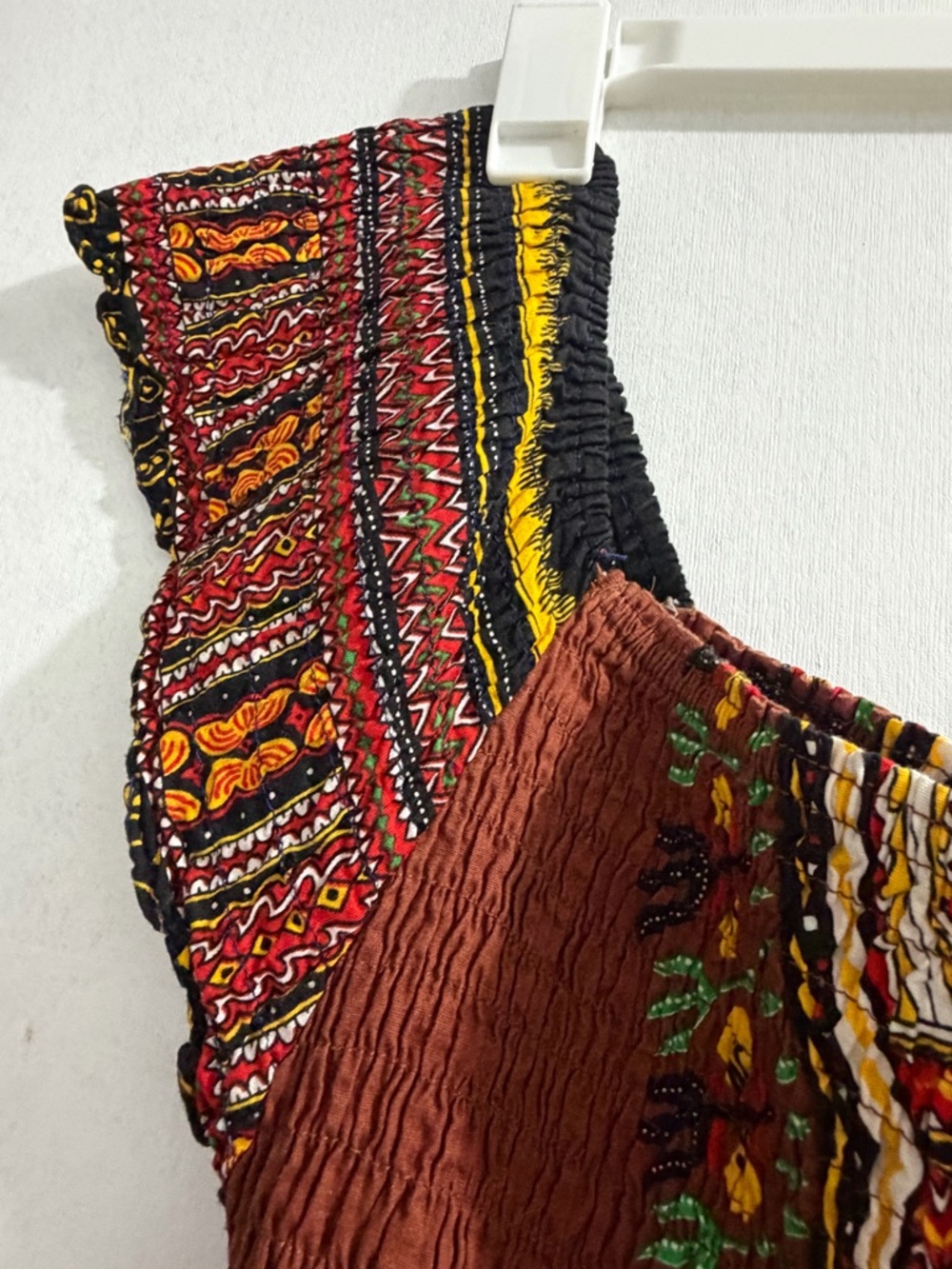 Advance Boho Dashiki Smocked Off-Shoulder Mini Dress - Vibrant African Print - Picture 5 of 10